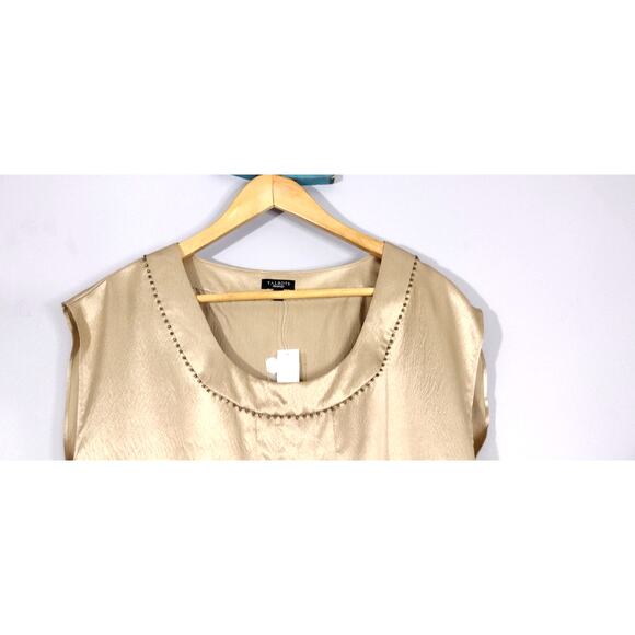 Talbots Women’s Brown 100% Silk Beaded Pleated Blouse Top Size 8 NWT - Picture 4 of 12
